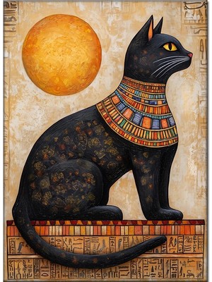 Bedeko Mısır Mitolojisi Siyah Kedi Bastet Mdf Ahşap Tablo
