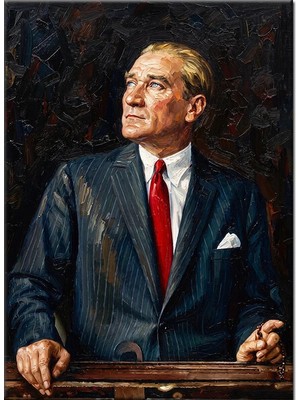 Bedeko Kürsüde Mustafa Kemal Atatürk Portresi Mdf Ahşap Tablo