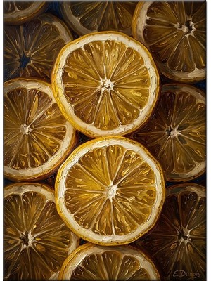 Bedeko Dilimlenmiş Taze Sarı Limon Parçaları Mdf Ahşap Tablo