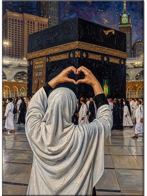 Bedeko Kabe ve Hac Ziyareti Mdf Ahşap Tablo