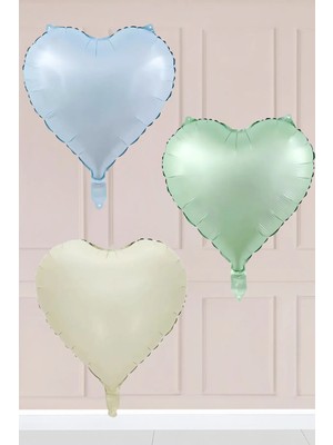 Atölye Mi 3lü Retro Kalp Folyo Balon Seti Krem,yeşil, Mavi SET44