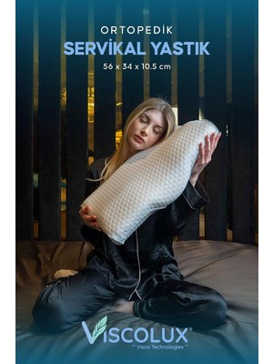Asitan Servikal Boyun Destekli Ortopedik Yastık - Boyun Düzleşmesi Visco Yastık Pembe 56X34X10,5, Mavi