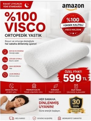 Asitan Pride Visco Boyun Destek Yastığı Ortopedik Memory Foam Yastık Boyun Kavisini Destekleyici Yastı