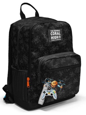 Coral High Renkli Çizgili Okul Sırt Çantası 23695 Siyah