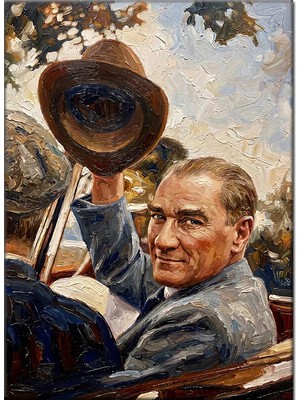 Bedeko Şapkasını Kaldıran Mustafa Kemal Atatürk Mdf Ahşap Tablo