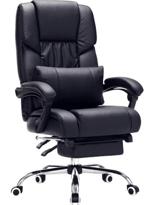 Asitan Ayak Uzatmalı Ofis Koltuğu, Bel Destekli, Suni Deri, Siyah 67 x 66 x 116 cm OBG71B