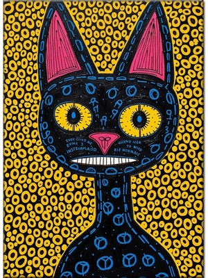 Bedeko Desenli Siyah Kedi Pop Art Mdf Ahşap Tablo