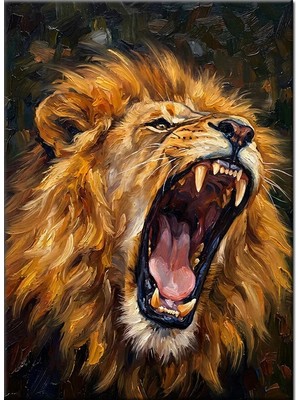 Bedeko Kükreyen Aslan Resmi Mdf Ahşap Tablo