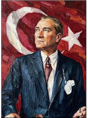 Bedeko Türk Bayrağı Önünde Atatürk Portresi Mdf Ahşap Tablo