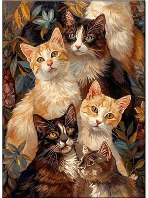 Bedeko Şirin Kediler Mdf Ahşap Tablo