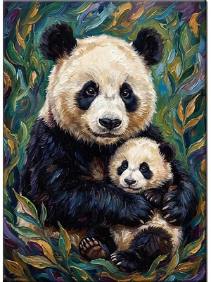 Bedeko Yavrusuna Sarılan Anne Panda Mdf Ahşap Tablo