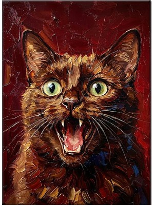 Bedeko Şaşkın Bakan Şirin Kedi Portresi Mdf Ahşap Tablo