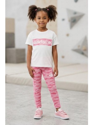Noble Kids Kız Çocuk Logo Baskılı Tişört ve Tayt Takım Fuşya