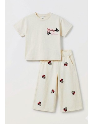 Jabber Kız Çocuk Minnie Mouse Baskılı Tişört ve Pantolon Takım