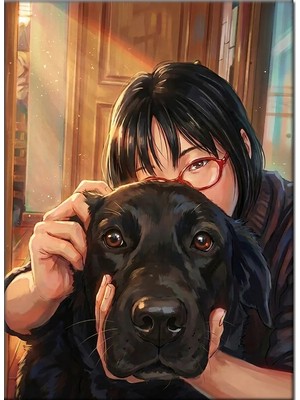 Bedeko Köpeğin Gözünden Bakan Genç Kız Mdf Ahşap Tablo