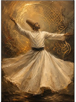 Bedeko Mistik Semazen Dönen Sufi Figürü Mdf Ahşap Tablo