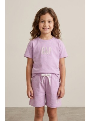 Noble Kids Kız Çocuk Logo Nakışlı Tişört ve Şort Takım Lila