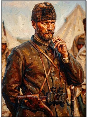 Bedeko Savaş Alanında Mustafa Kemal Atatürk Mdf Ahşap Tablo