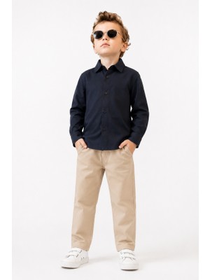 Noble Kids Erkek Çocuk Keten Gömlek ve Gabardin Pantolon Takım Siyah