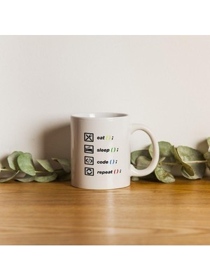 Eat Sleep Code Repeat Yazılımcı Mühendis Hediye Baskılı Kupa Bardak, QBM1064