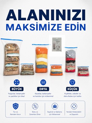 Family Co.3'lü Paket Ekstra Büyük Kalınlaştırılmış Küp Vakumlu Saklama POŞETLERI110X90+25CM-1ADET,100X70+33CM-1 Adet, 80X50+25 cm -1 Adet Giysiler, Yorganlar, Yastıklar, Battaniyeler Için