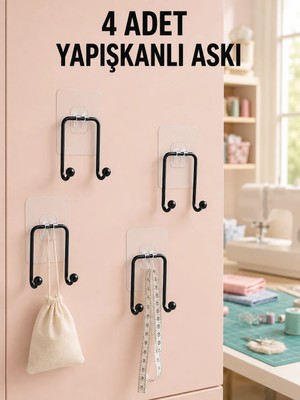 Poebgo Familys 4 Adet Çok Amaçlı Yapışkanlı Askılık Ev Düzenleyici Duvar Askı Seti