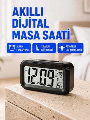 Poebgo Familys Fotoselli Dijital Masa Saati Aydınlatmalı Alarm ve Tarih Göstergeli