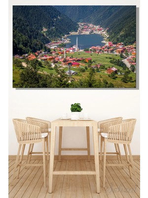 Şehzat Yatay Kanvas Duvar Tablosu Salon Mutfak Yatak Odası Ofis Trabzon Çaykara Uzungöl Manzara