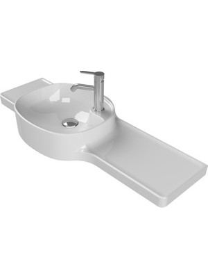 Esranın Dünyası Turkuaz Seramik Harmony 100 cm Etajerli Lavabo (Soldan