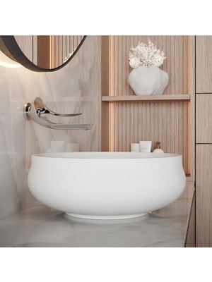 Esranın Dünyası Oval Beyaz Deliksiz Lavabo 40 cm