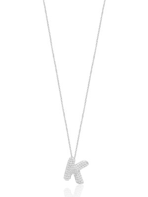 Emiliano Jewellery Zirkon Taşlı Altın Kaplamalı K Harfi Gümüş Kolye