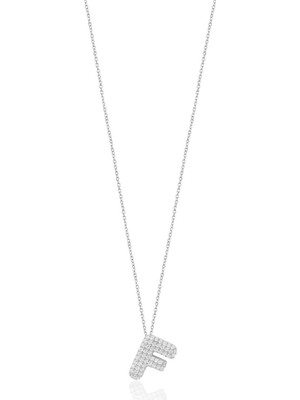 Emiliano Jewellery Zirkon Taşlı Altın Kaplamalı F Harfi Gümüş Kolye