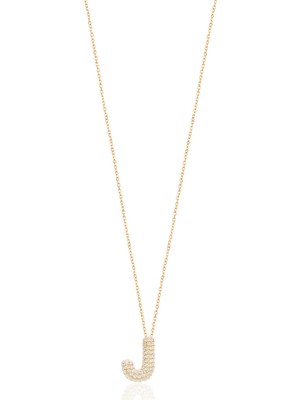 Emiliano Jewellery Zirkon Taşlı Altın Kaplamalı J Harfi Gümüş Kolye