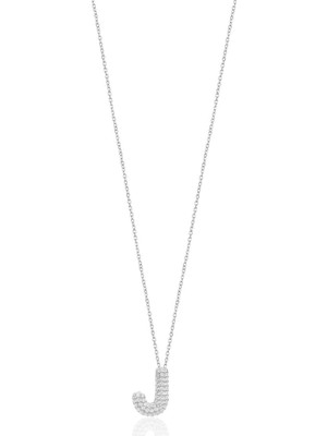 Emiliano Jewellery Zirkon Taşlı Altın Kaplamalı J Harfi Gümüş Kolye