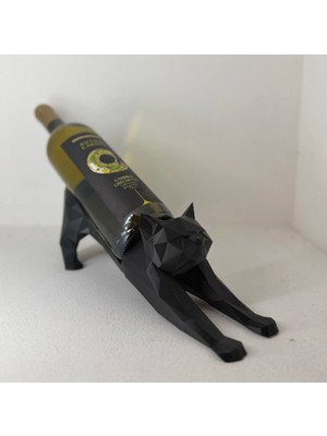 Antilop Low Poly Kedi Şarap Şişesi Tutucu – 3D Baskı Dekoratif Şişelik