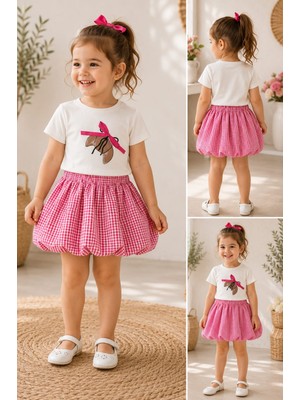 Lino Baby Pembe Etekli Kız Bebek ve Çocuk 2'li Alt Üst Takım