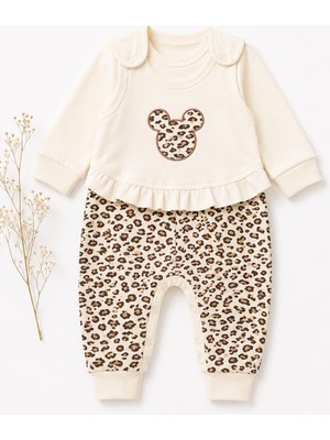 Lino Baby Leopar Desenli Bebek 2'li Alt Üst Takım
