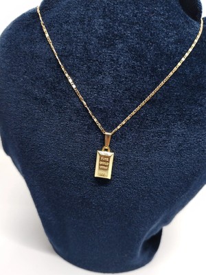 Cadde Dükkanı Gold Renk Külçe Çelik Kolye Yeni Model1