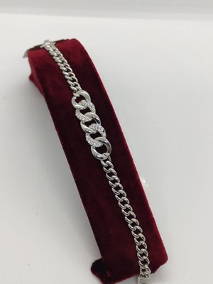 Cadde Dükkanı Çelik Örgü Taşlı Xuping Bileklik Silver