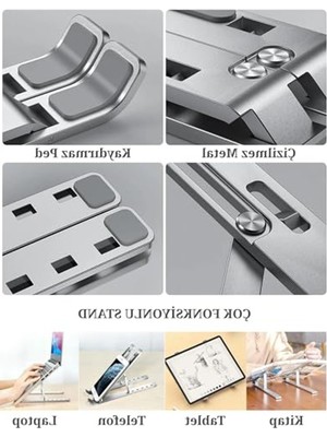 Aydogan's Ayarlanabilir Laptop Yükseltici Stand, Metal Tasarım, Tüm Modellerle Uyumlu