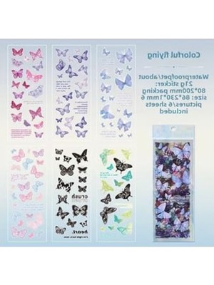 Aydogan's 120 Adet Şeffaf Kelebek Sticker Seti, Bullet Journal ve Planlayıcı Için