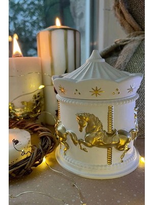 Moontime Alaçatı Atlı Karınca Gold Detaylı Carousel Dekoratif Takı Kutusu Boş Kutu