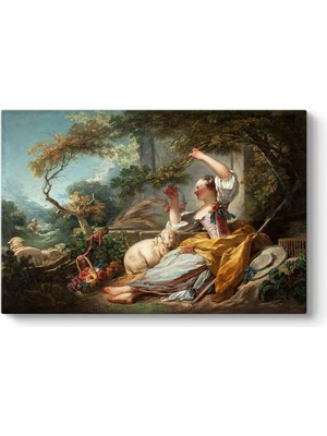 Honore Fragonard - The Shepherdess Tablosu 60 x 40