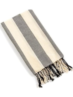 Aydogan's %100 Pamuklu Striped Plaj ve Banyo Havlusu - Siyah