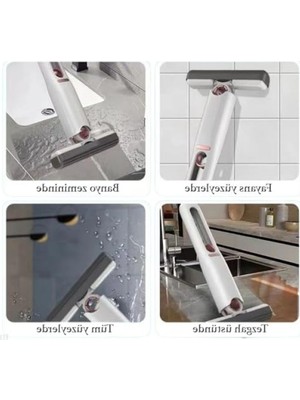 Aydogan's Ergonomik Tasarımlı Sıkmalı Mini Mop - Beyaz ve Kırmızı, Tek Elle Kullanım