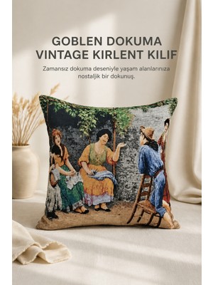 Goblen Dokuma Vintage Kırlent Kılıf