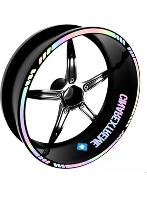 Aydogan's 4 Parçalı Hologram Efektli Motosiklet Jant Şeridi Sticker Seti