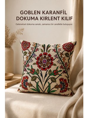 Goblen Karanfil Dokuma Kırlent Kılıf