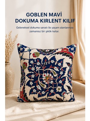 Goblen Mavi Dokuma Kırlent Kılıf