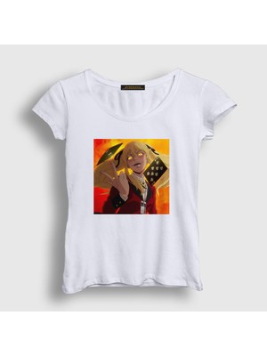 Presmono Kadın Beyaz Mary Anime Kakegurui T-Shirt